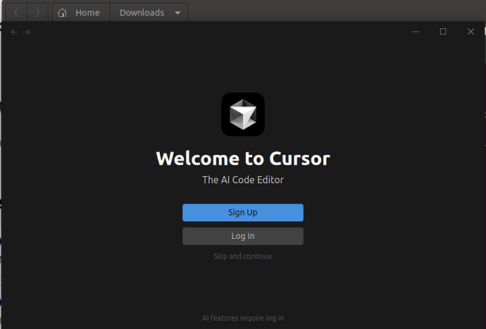Cursor Welcome Screen