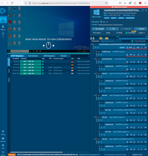 AnyRun Malware Execution